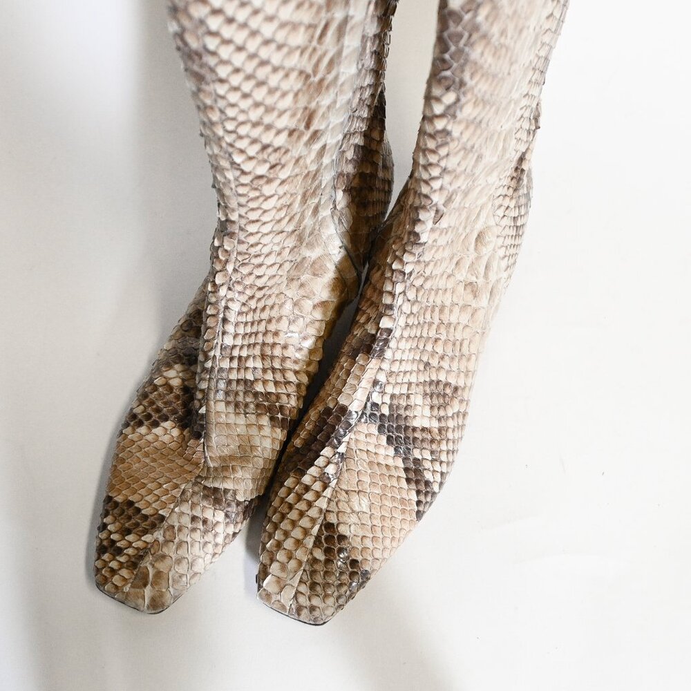 Vintage Christian Lacroix Python-Pattern Knee-High Boots with Kitten Heel - Picture 10 of 11